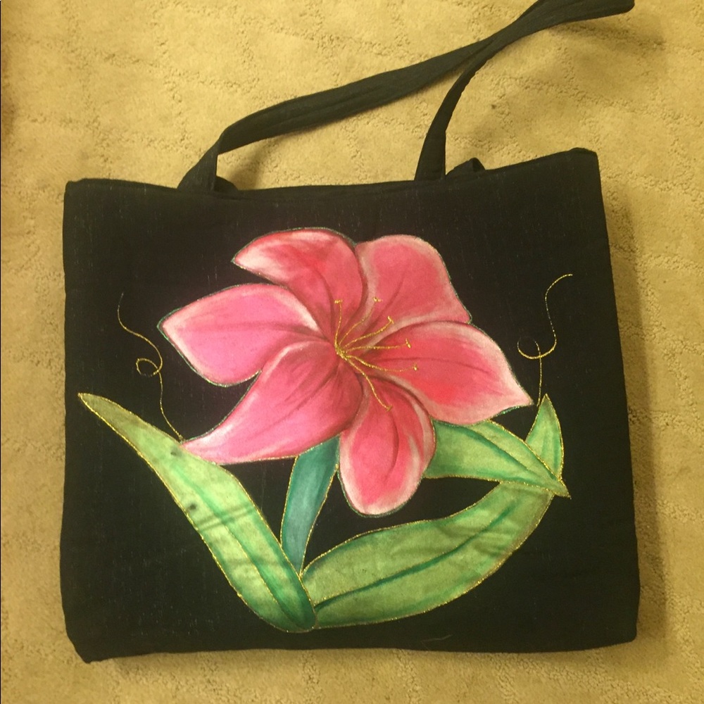 Beautiful hand painted large tote